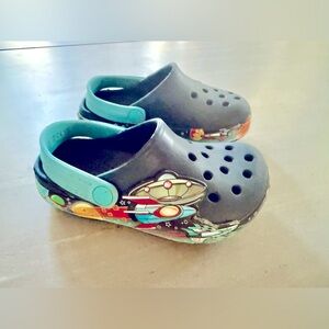 Toddler Space-Themed Crocs - Navy and little blue